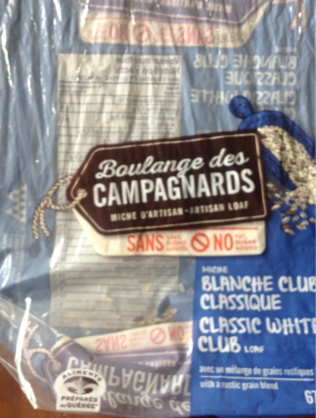 Boulange des Campagnards Miche Blanche Club Classique avec Mélange de Grains Rustiques packshot