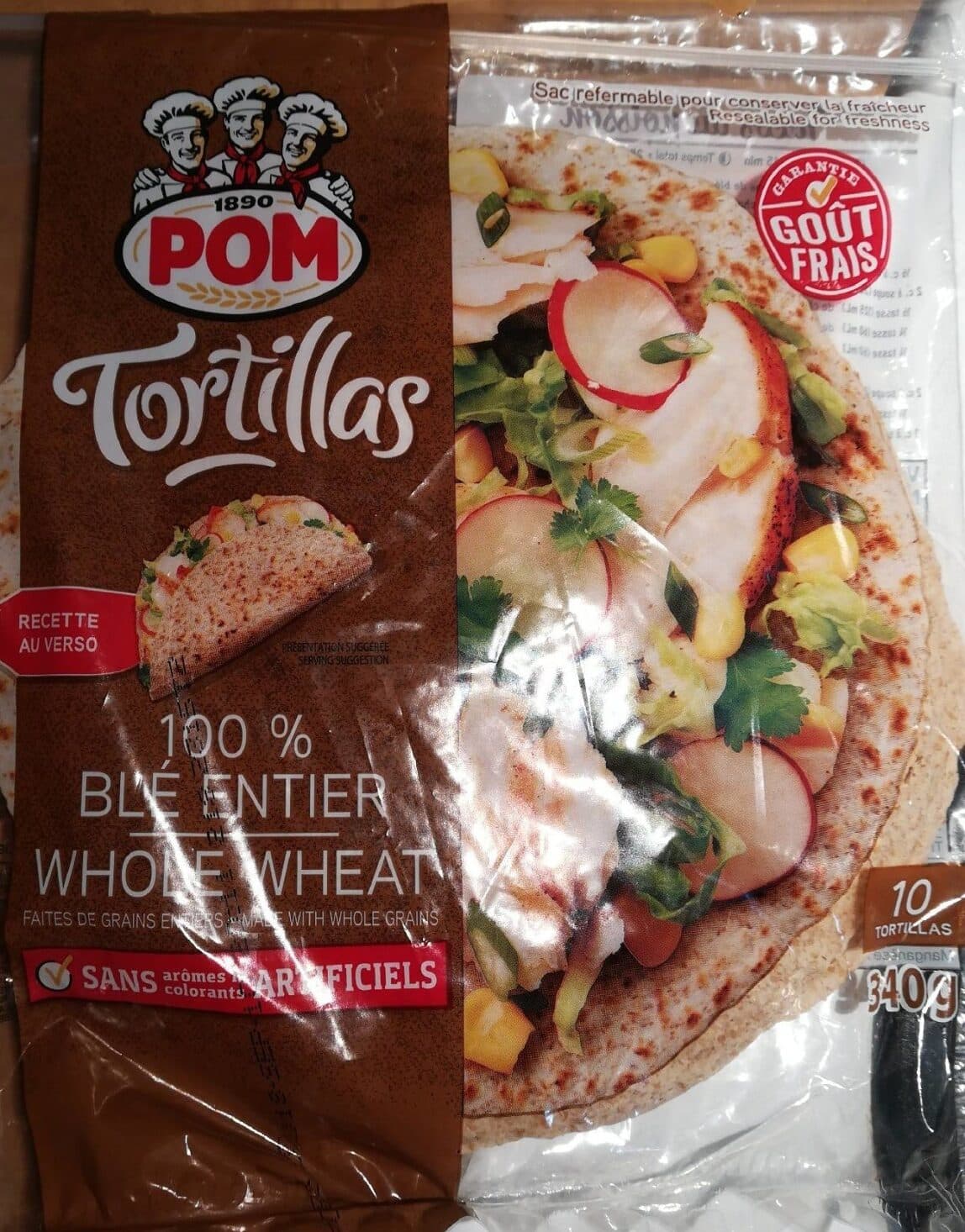 POM 100% Whole Wheat Tortillas packshot