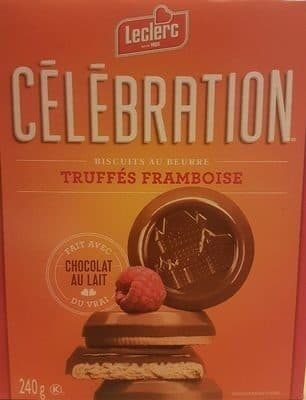 Leclerc Biscuits au beurre truffés framboise packshot