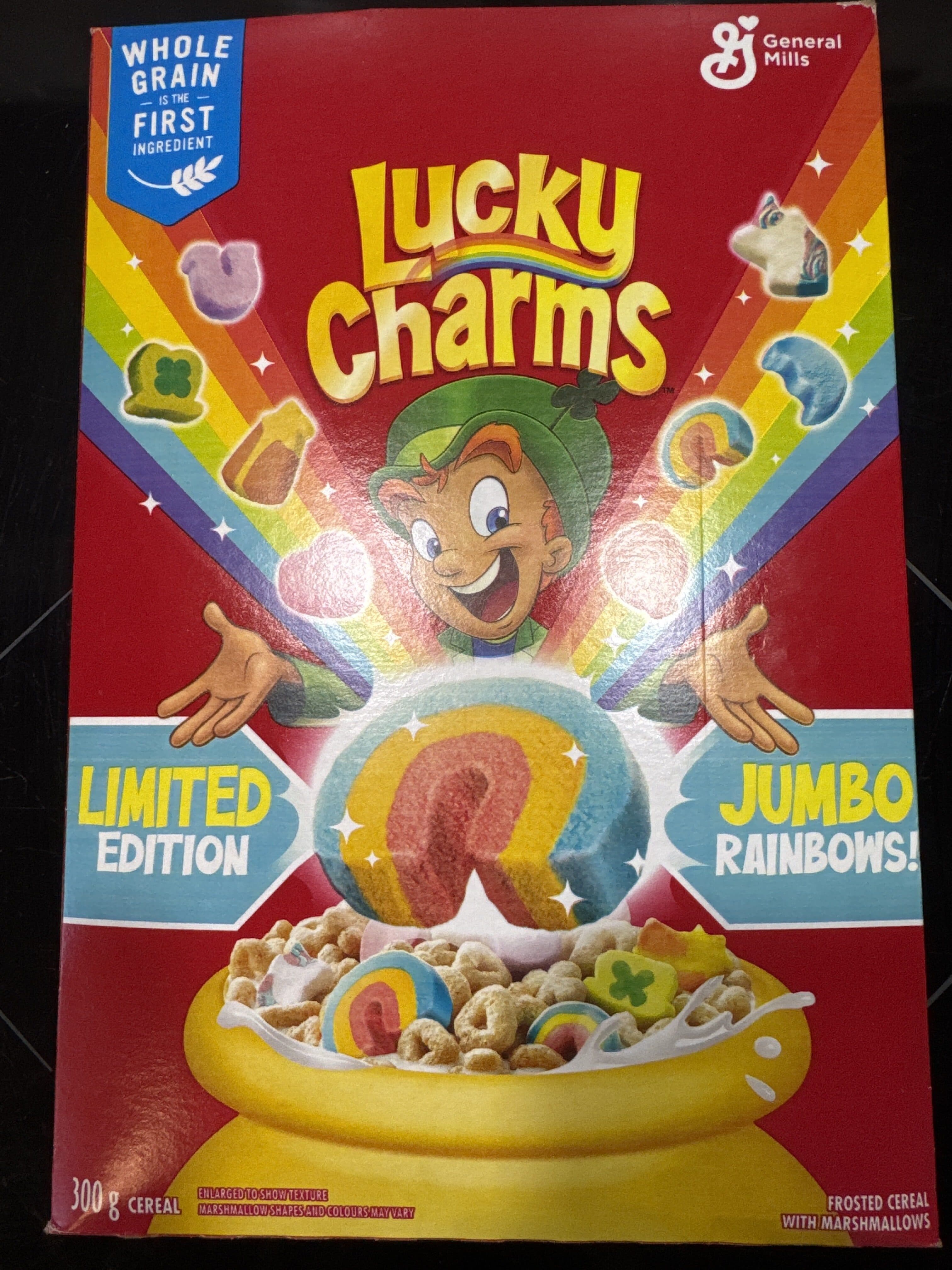 General Mills Lucky Charms with unicorn marshmallows packshot