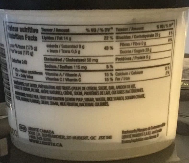 Liberté Yogourt aux citrons packshot