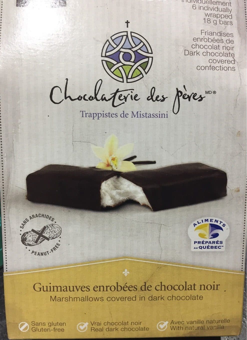 Chocolaterie Des Pères Trappistes De Mistassini Guimauves enrobées de chocolat noir packshot