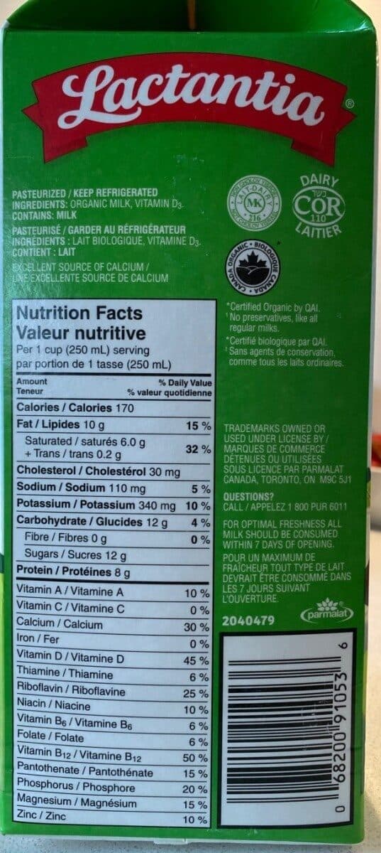 Lactantia Whole Milk 3,8% packshot