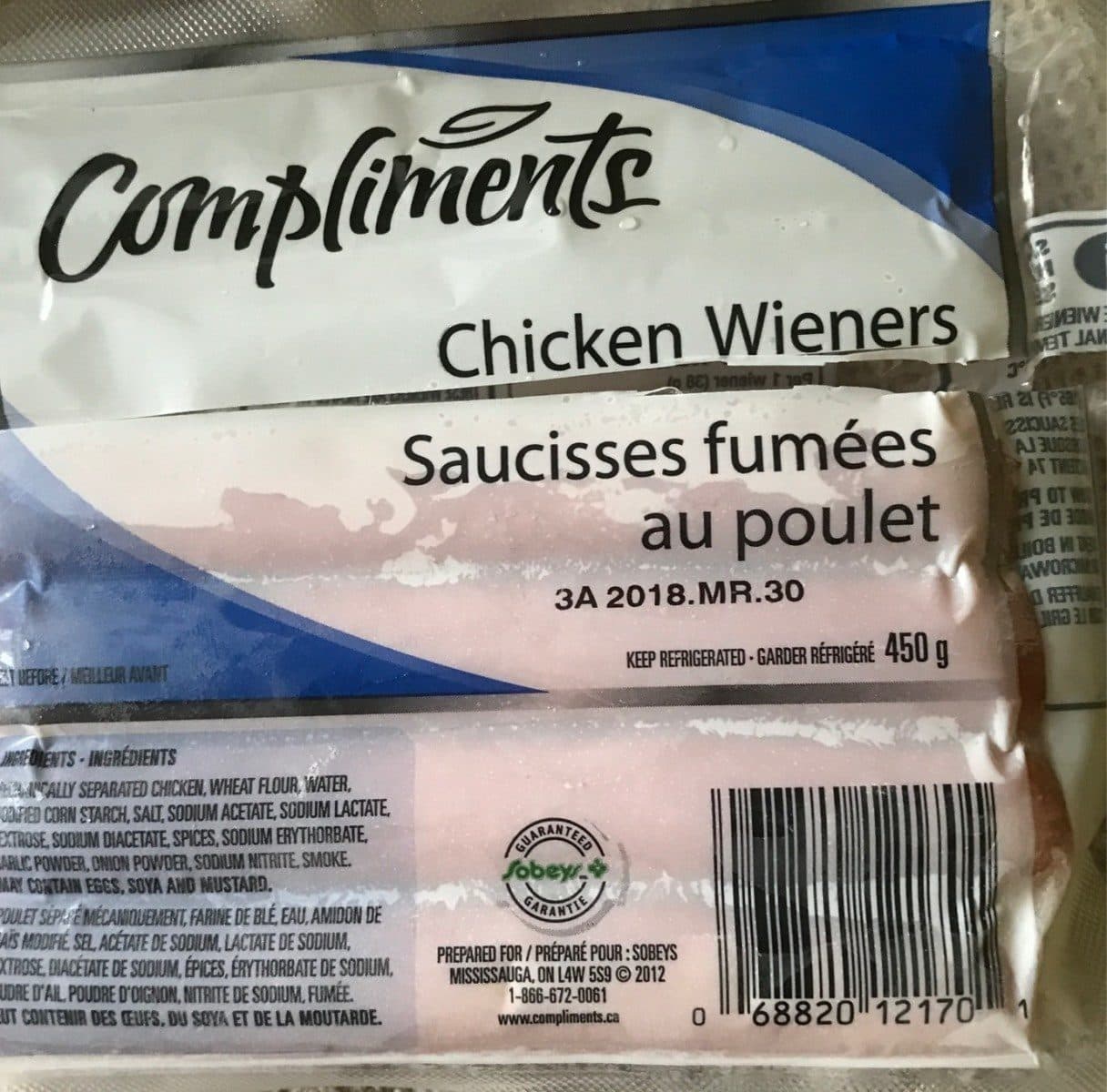 Compliments Saucisses fumees au poulet packshot