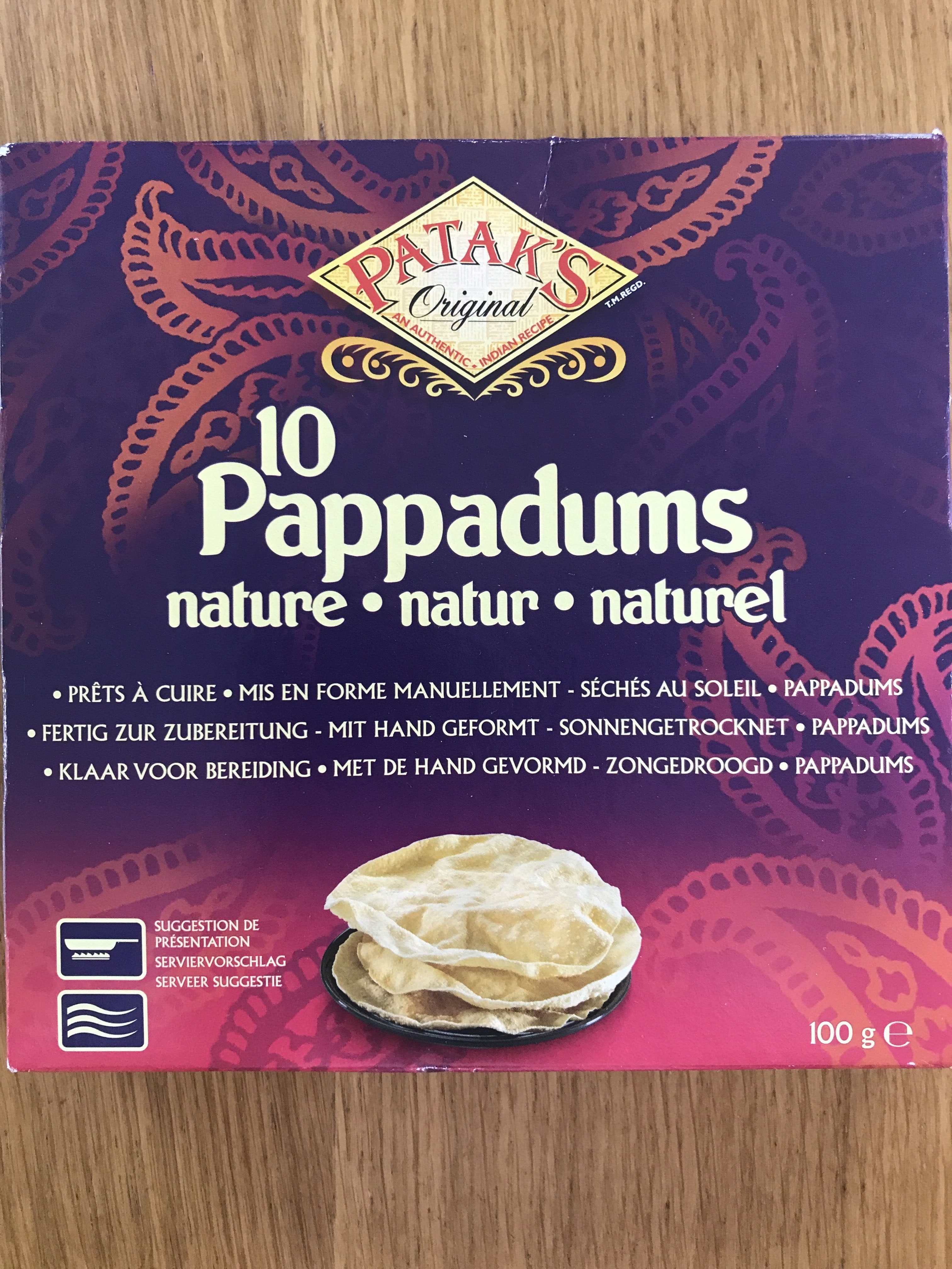 Patak's 10 Pappadums Nature packshot