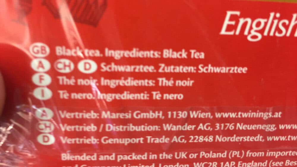 Twinings of London english breakfast tea packshot