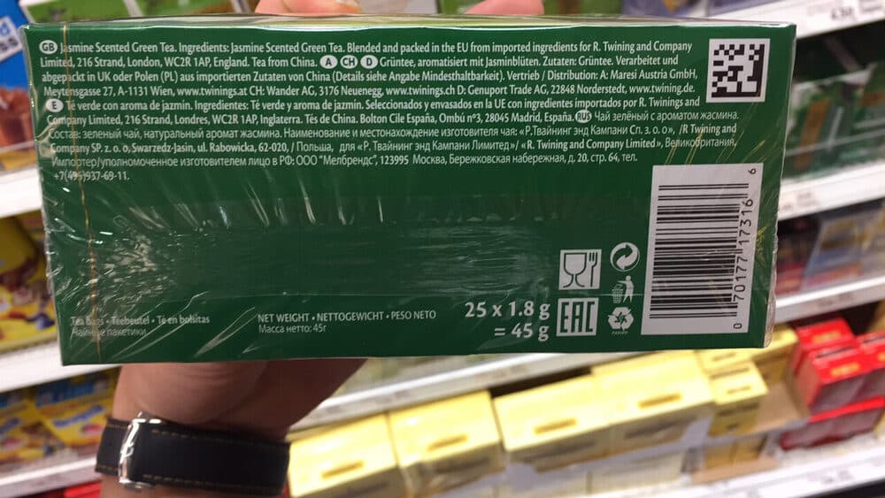 Twinings of London Tee, Twnnings of London Green Tea Jasmine packshot