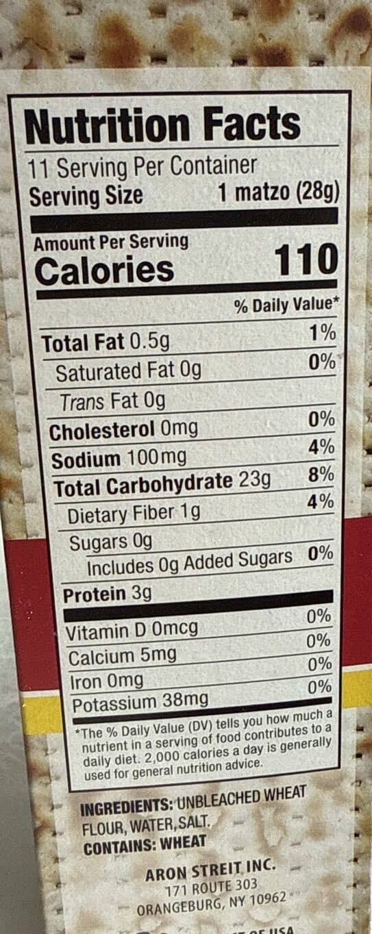 Streit's Lightly Salted Matzos packshot