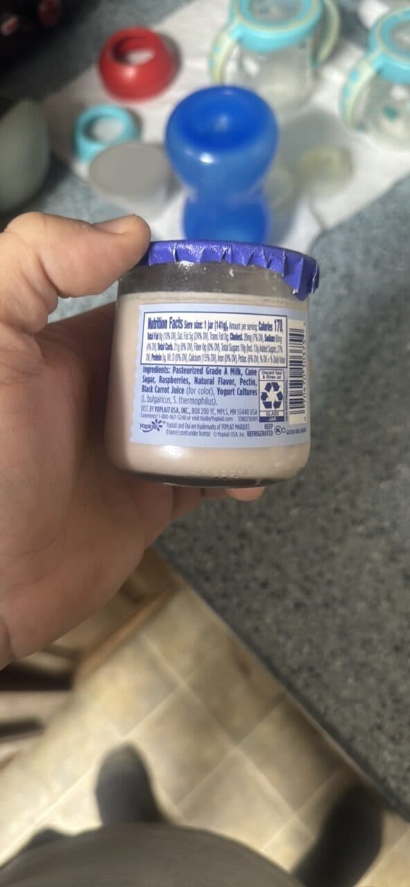 Oui by Yoplait Whole Milk French Style Yogurt raspberry blended packshot