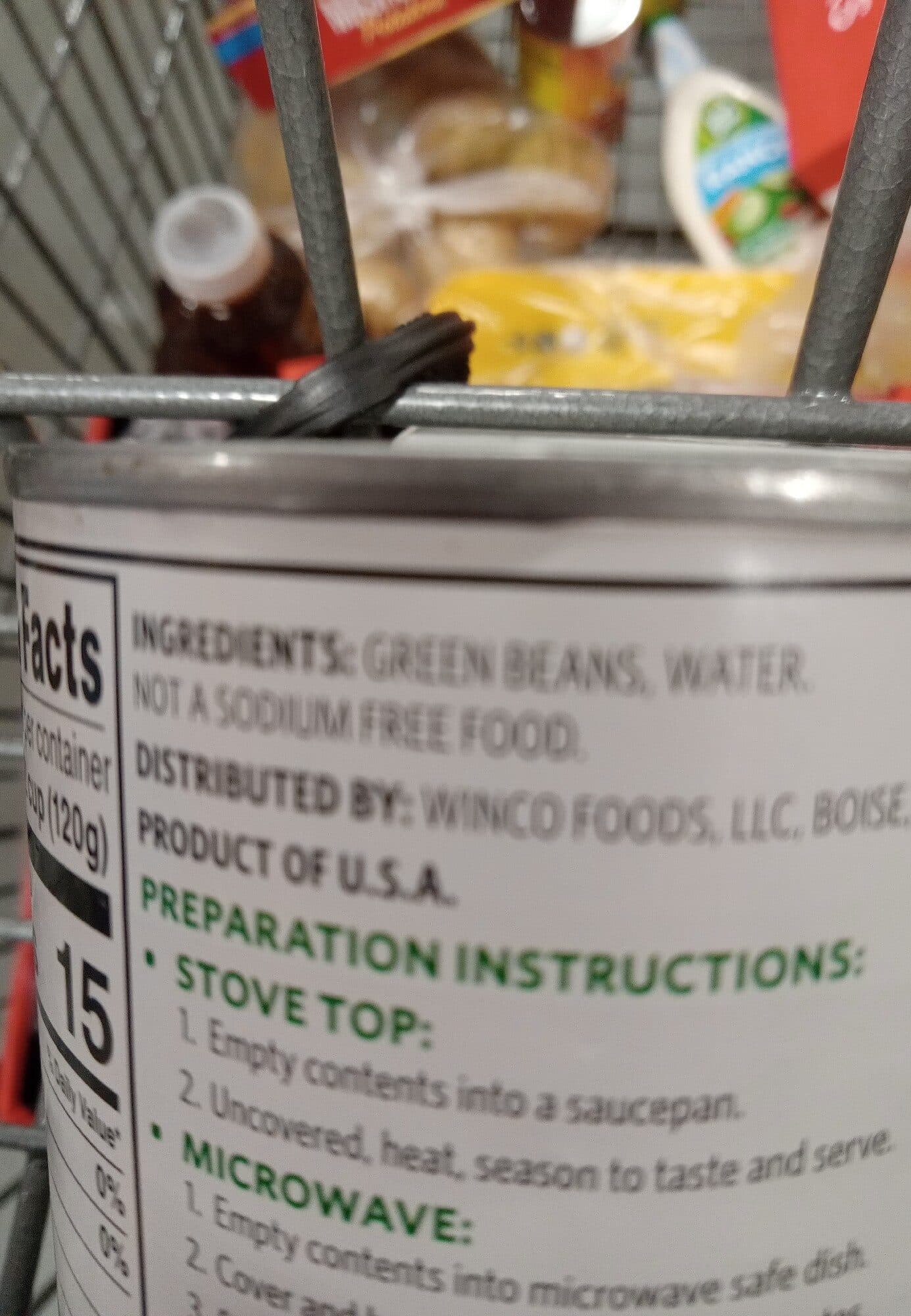 Winco Foods Green Beans Cut No Salt Added packshot