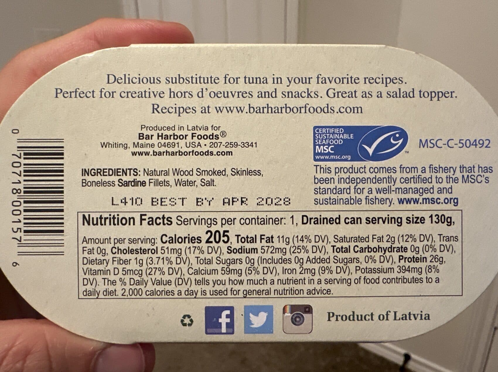 Bar Harbor Sardine fillet smkd sbnls packshot