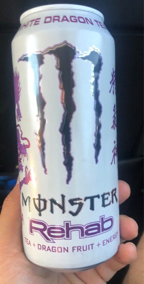 Monster Energy Company Rehab tea + dragon fruit + energy drink, tea + dragon fruit packshot