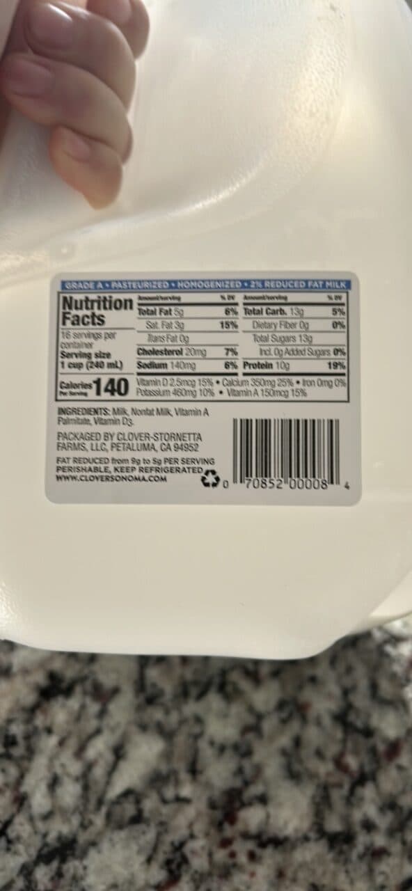 Clover Sonoma 2% Reduced Fat Milk packshot