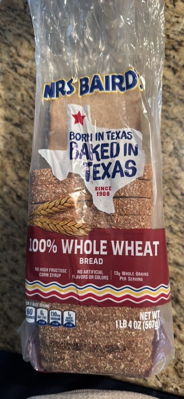 Mrs Baird's 100% Whole Wheat Bread packshot