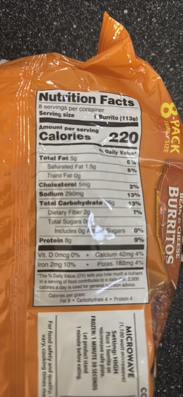 El Monterey Bean & Cheese Burritos packshot