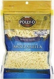 Polly-O Polly o whole milk shredded mozzarella cheese packshot