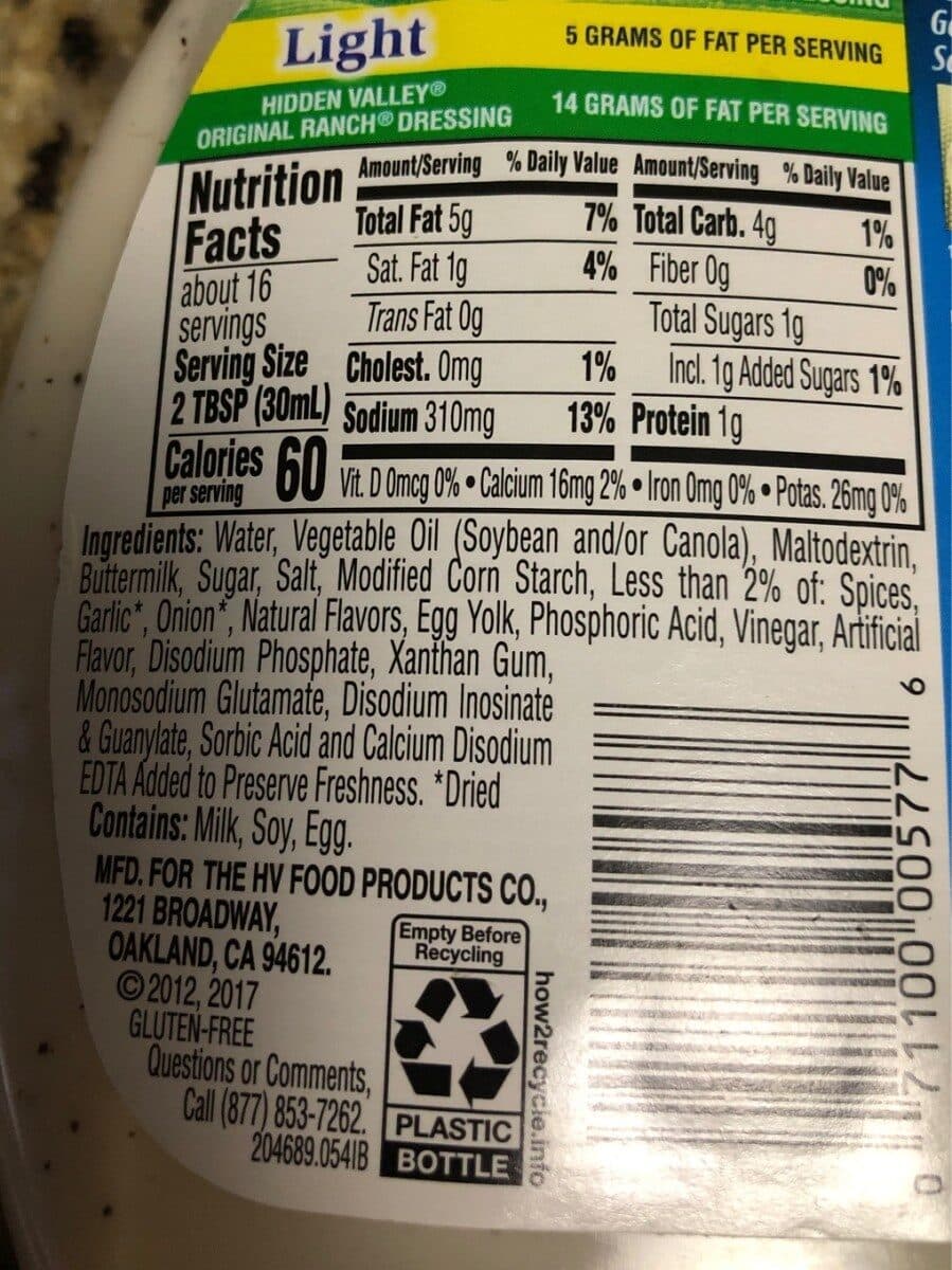 Hidden Valley Ranch Light Condiment & Dressing packshot
