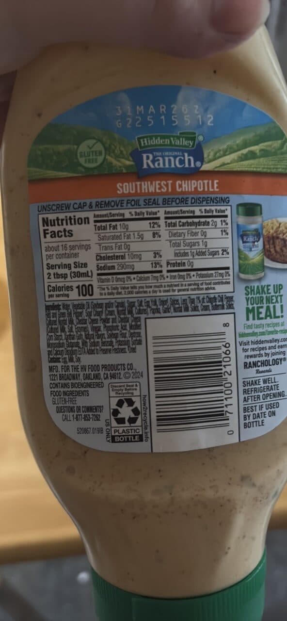 Hidden Valley Southwest Chipotle Ranch packshot
