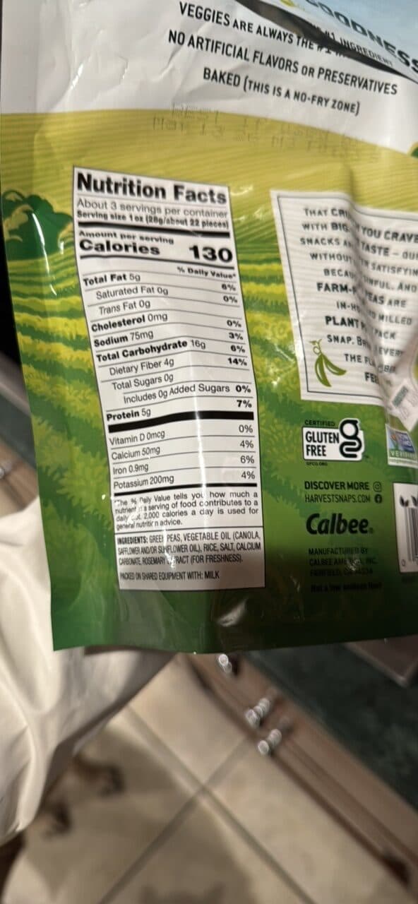 Harvest Snaps Lightly Salted Crispy Baked Veggie Snacks packshot
