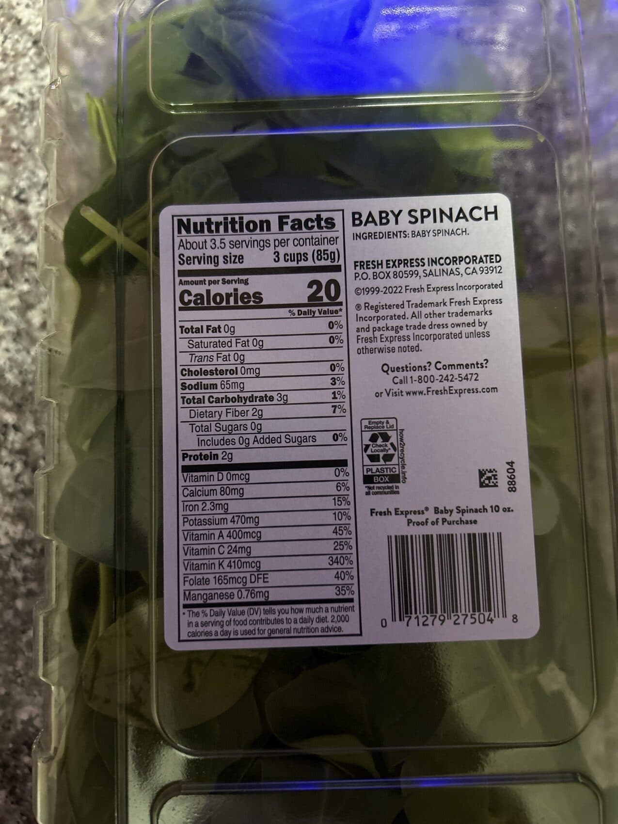 Fresh Express BABY SPINACH packshot