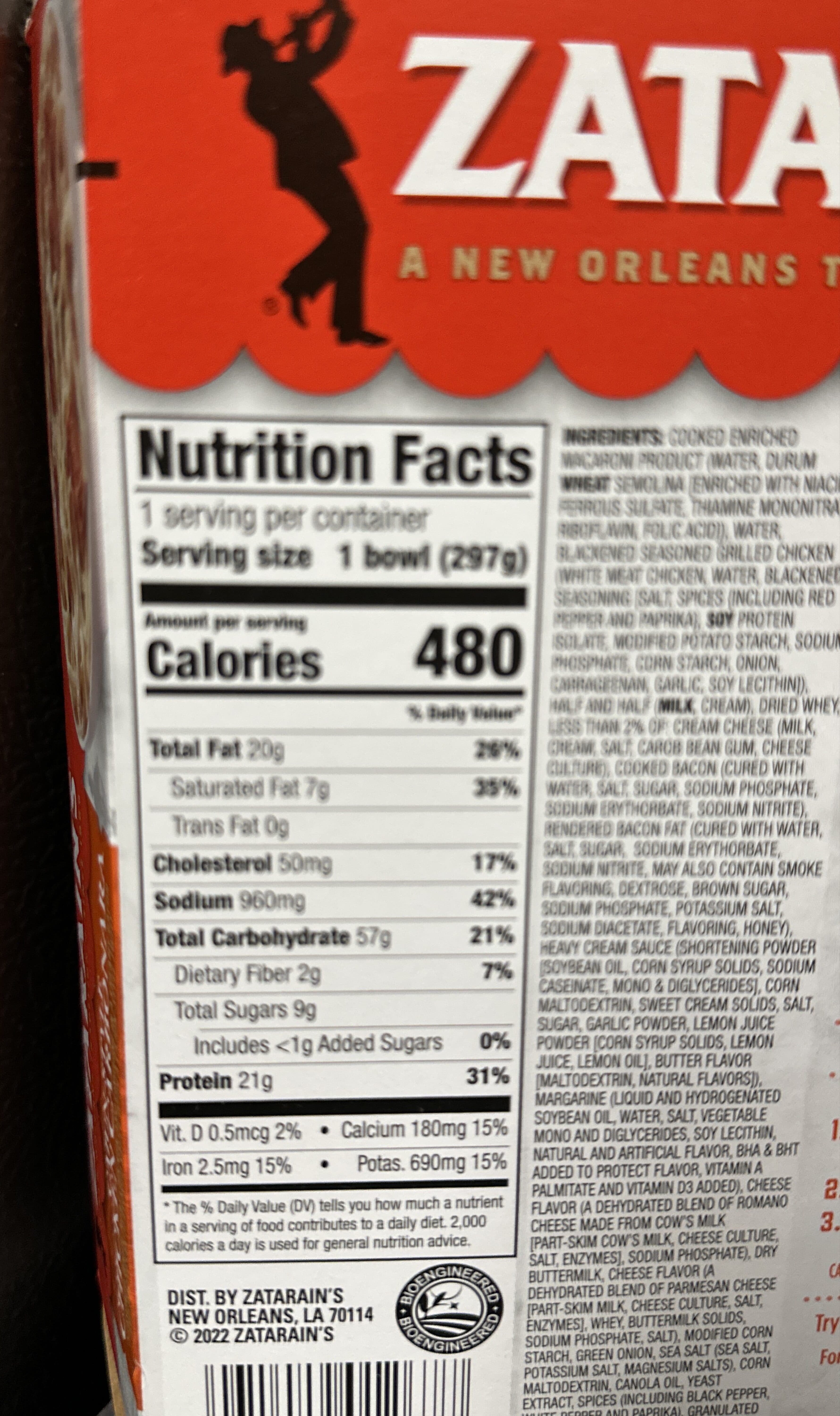 Zatarain's Cajun-Style Chicken Carbonara packshot