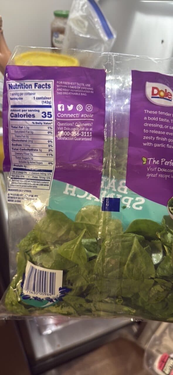Dole BABY SPINACH packshot
