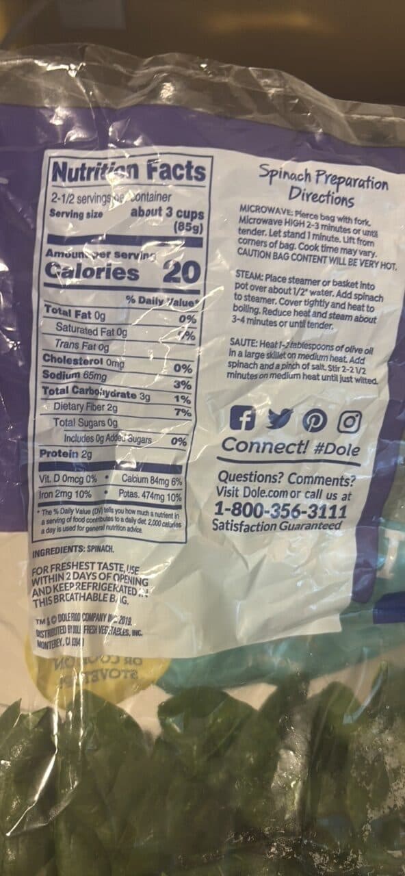 Dole Spinach packshot