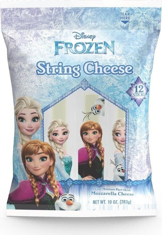 Disney Frozen mozzarella string cheese packshot
