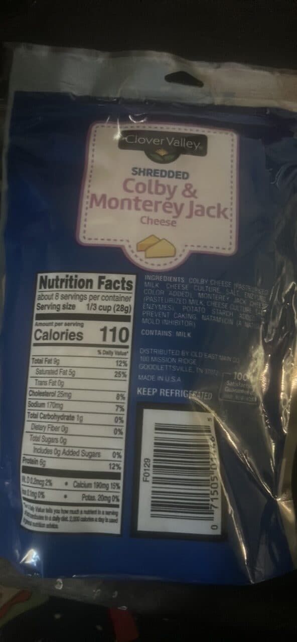 Clover Valley Shredded Colby & Monterey Jack Cheese packshot