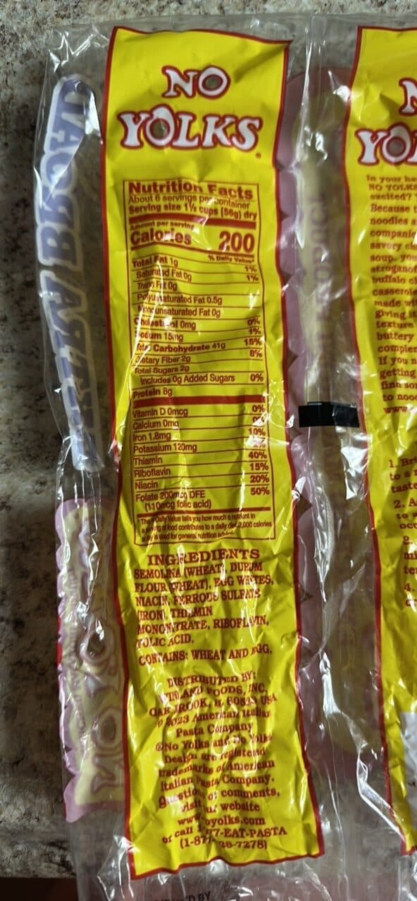 NO YOLKS EXTRA BROAD packshot