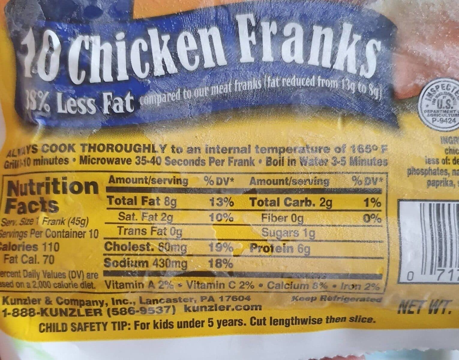 Kunzler Kunzley 10 Chicken franks packshot