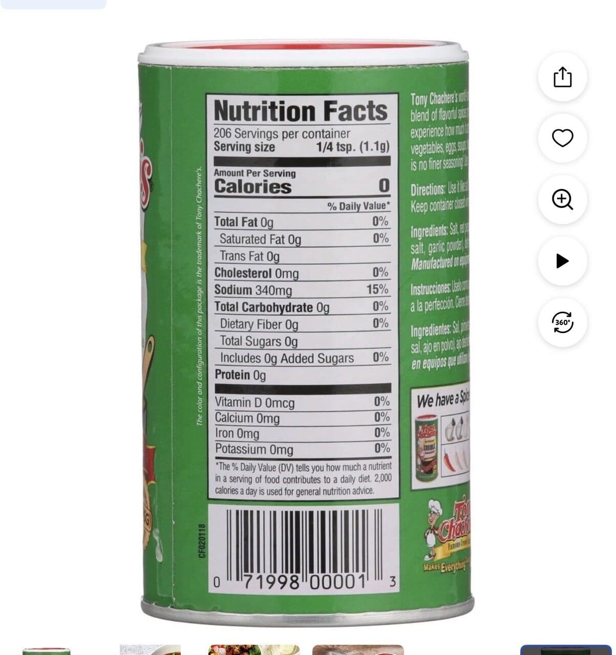 Tony Chachere's Creole seasoning packshot