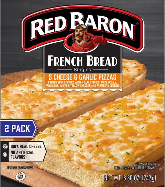 Red Baron French bread five cheese & garlic frozen pizza packshot