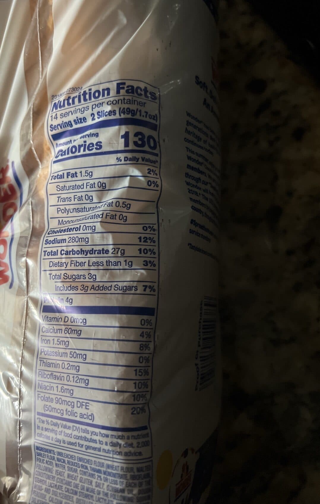 Wonder Wonder, enriched bread packshot