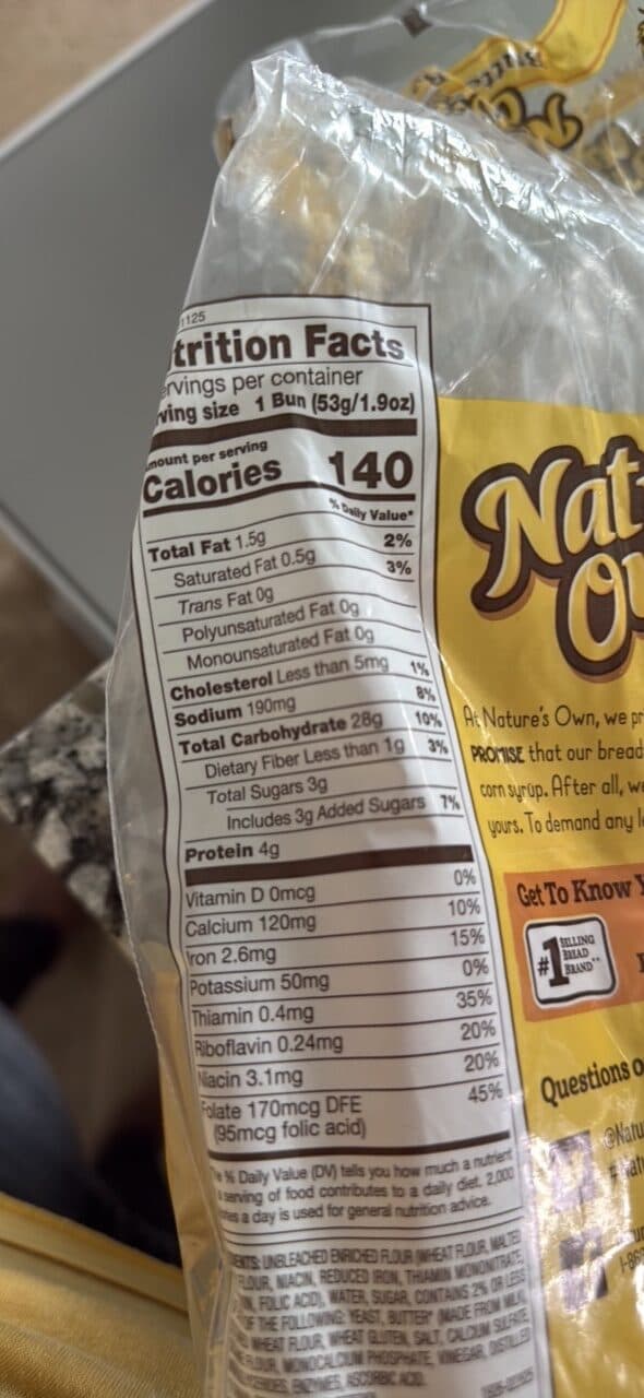 Nature's Own Hot Dog Butter Buns packshot