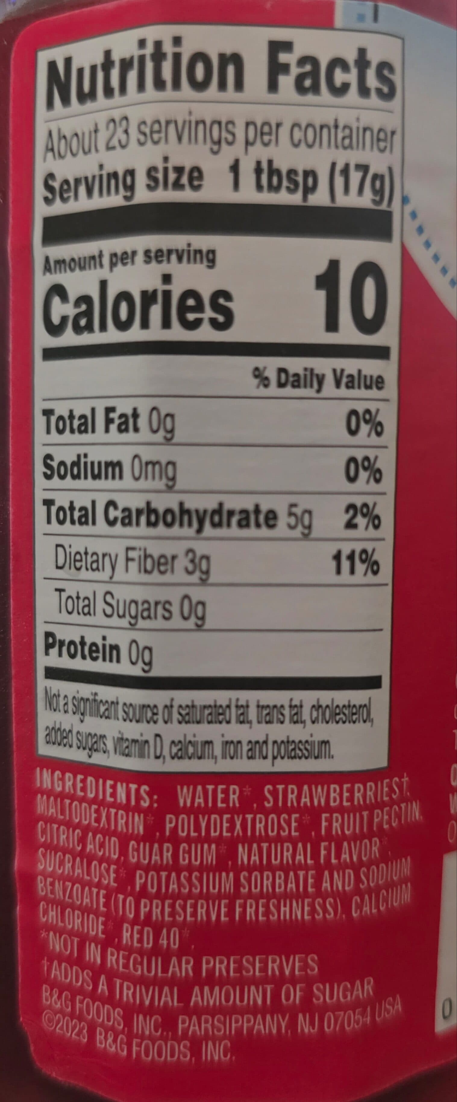 Polaner Sugarfree strawberry preserves with fiber packshot
