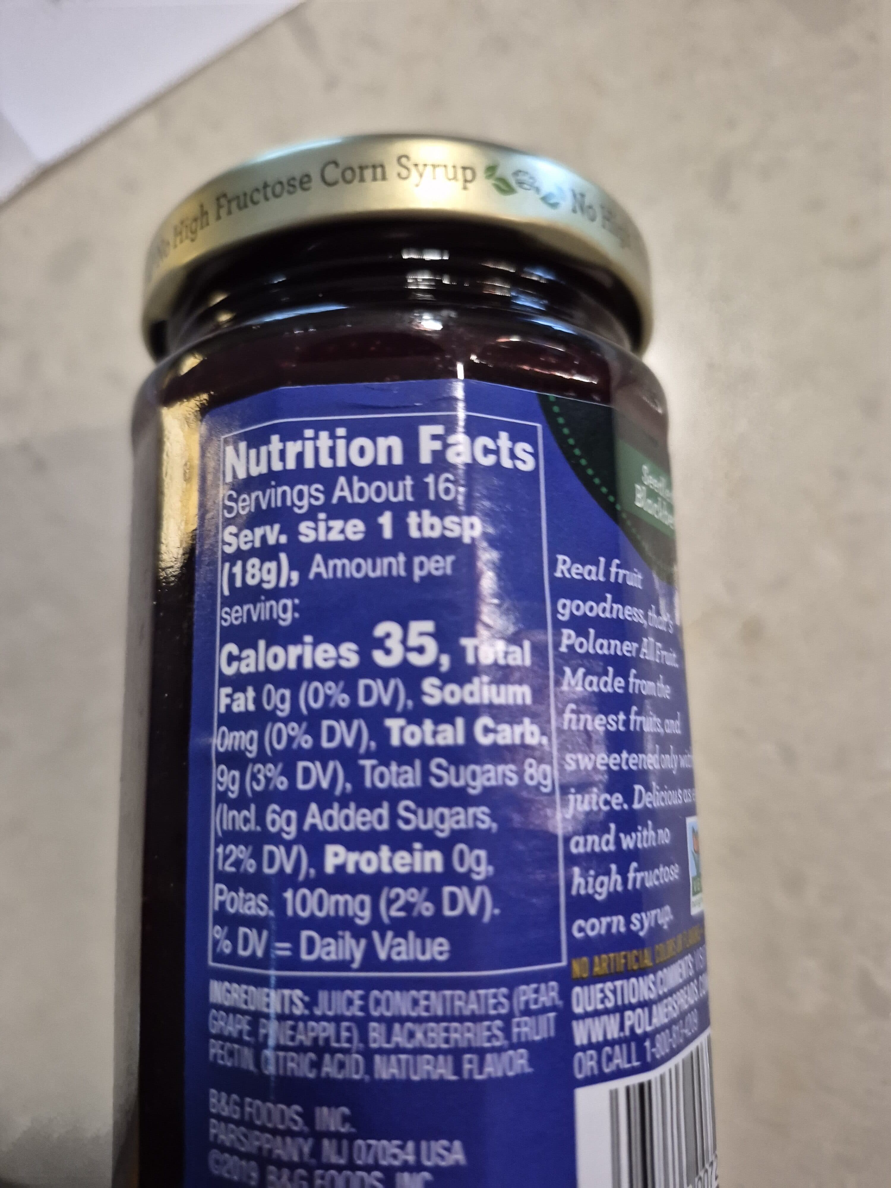 Polaner All Fruit Spreadable Fruit Seedless Blackberry packshot
