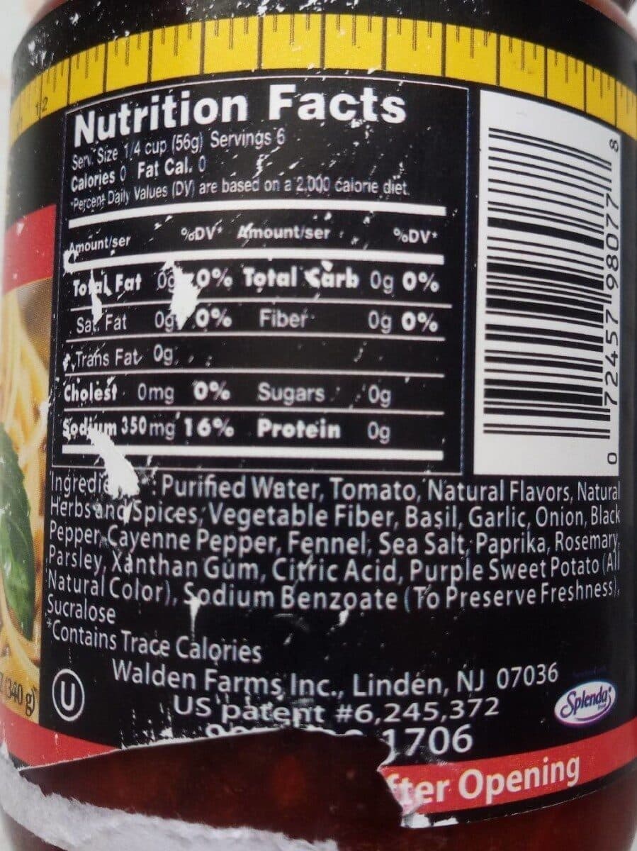 Walden Farms Sauce pasta cf tomato basil packshot