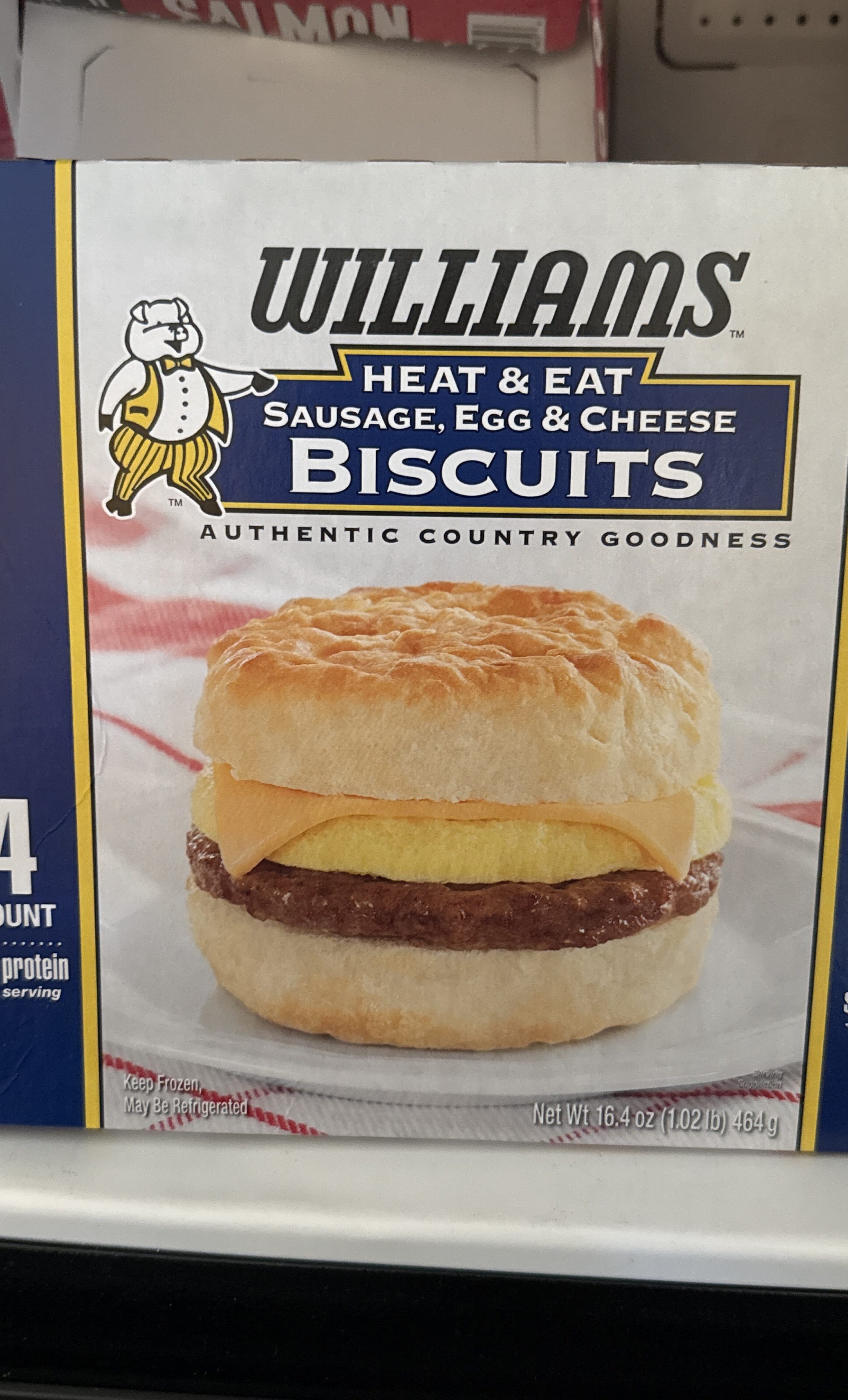 Williams Williams, express, fully cooked sausage, egg & cheese biscuits sandwiches packshot