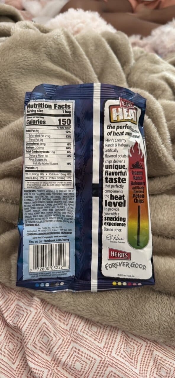 Herr's Ranch Habanero Potato Chips packshot