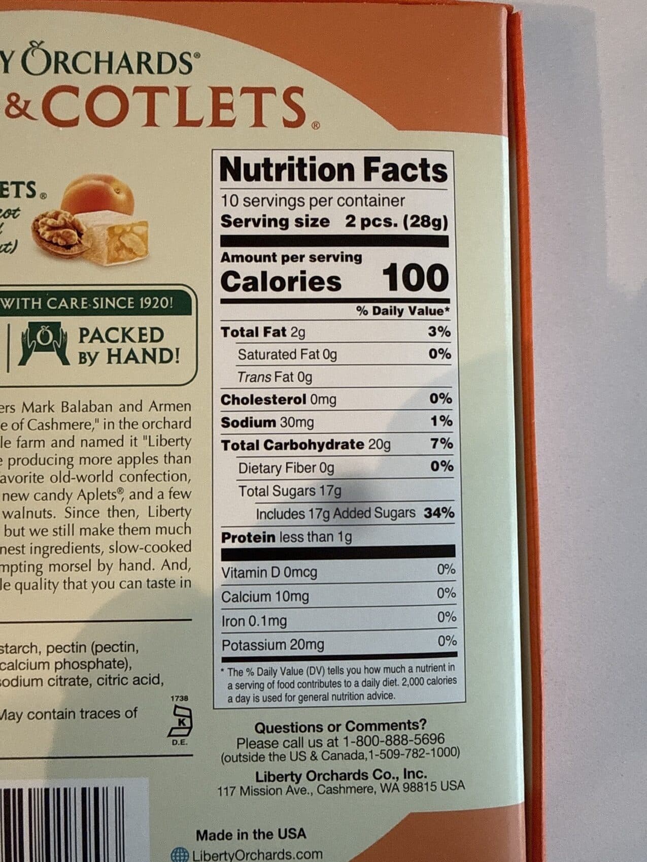 Liberty Orchards Co. Inc. Liberty Orchards, Aplets & Cotlets, Apple, Apricot, & Walnut Candies From The Pacific Northwest packshot