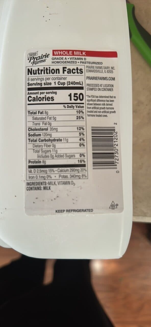 Prairie Farms WHOLE MILK packshot