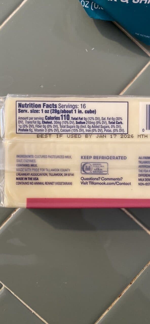 Tillamook MONTEREY JACK CHEESE packshot