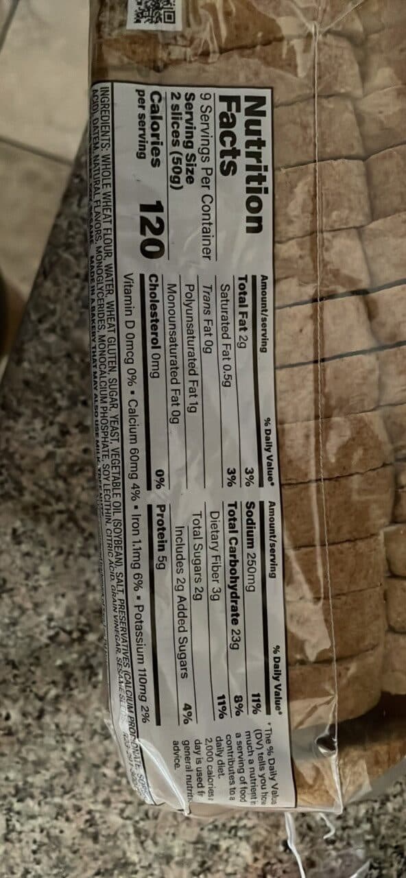 Sara Lee 100% WHOLE WHEAT BREAD packshot