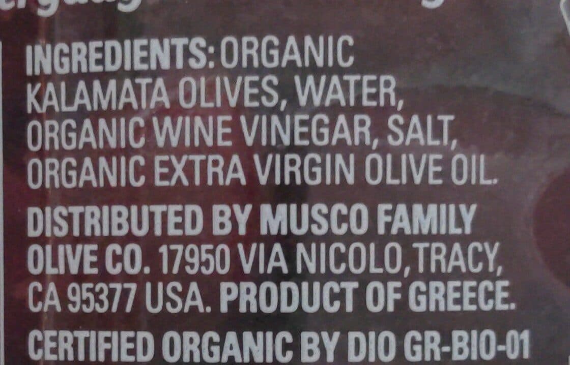 Musco Family Olive Co Organic Pitted Kalamata Greek Olives packshot