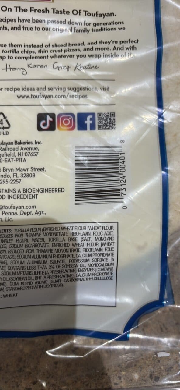Toufayan Bakeries Wraps Classic Plain packshot