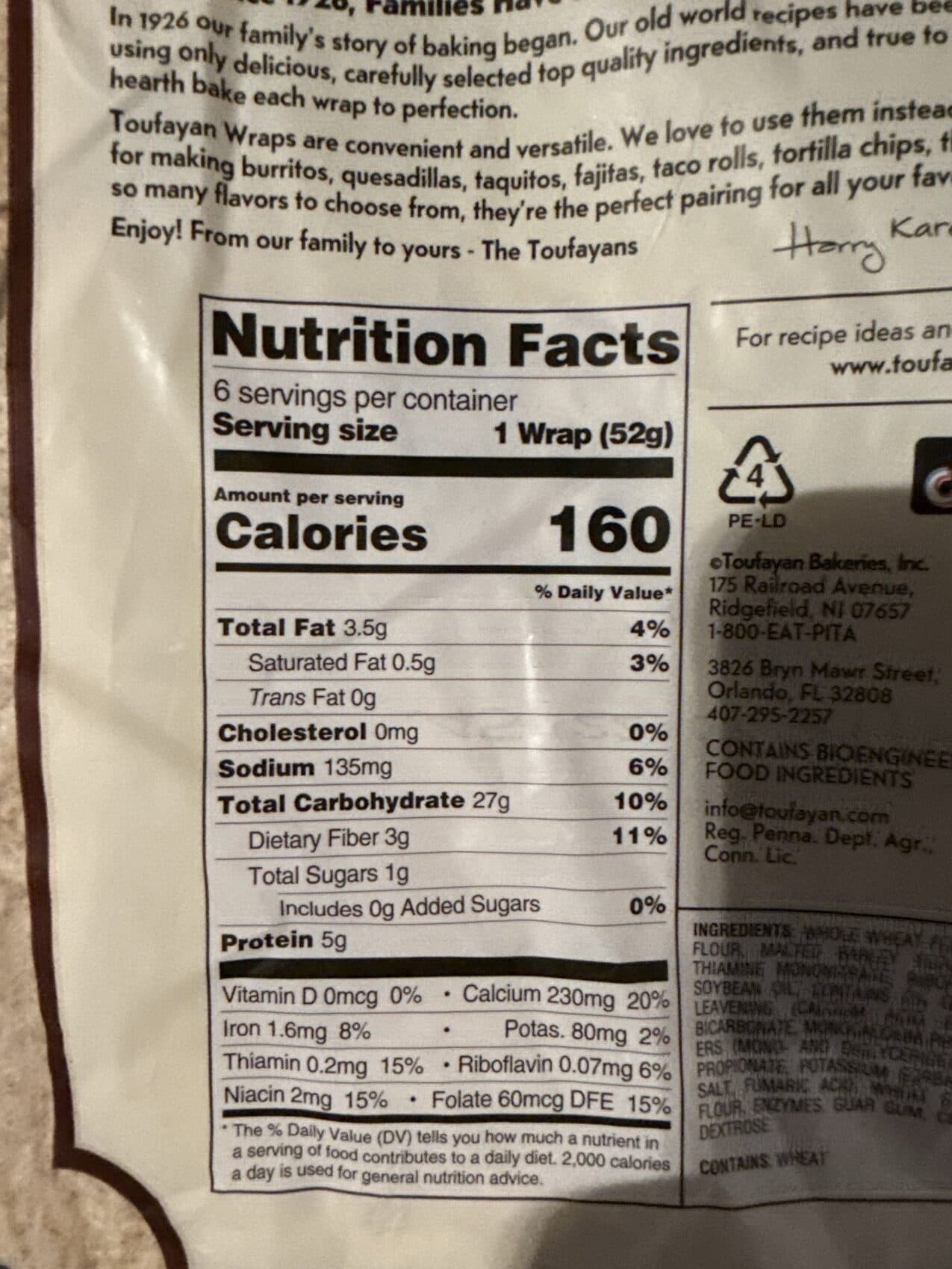 Toufayan Wraps packshot