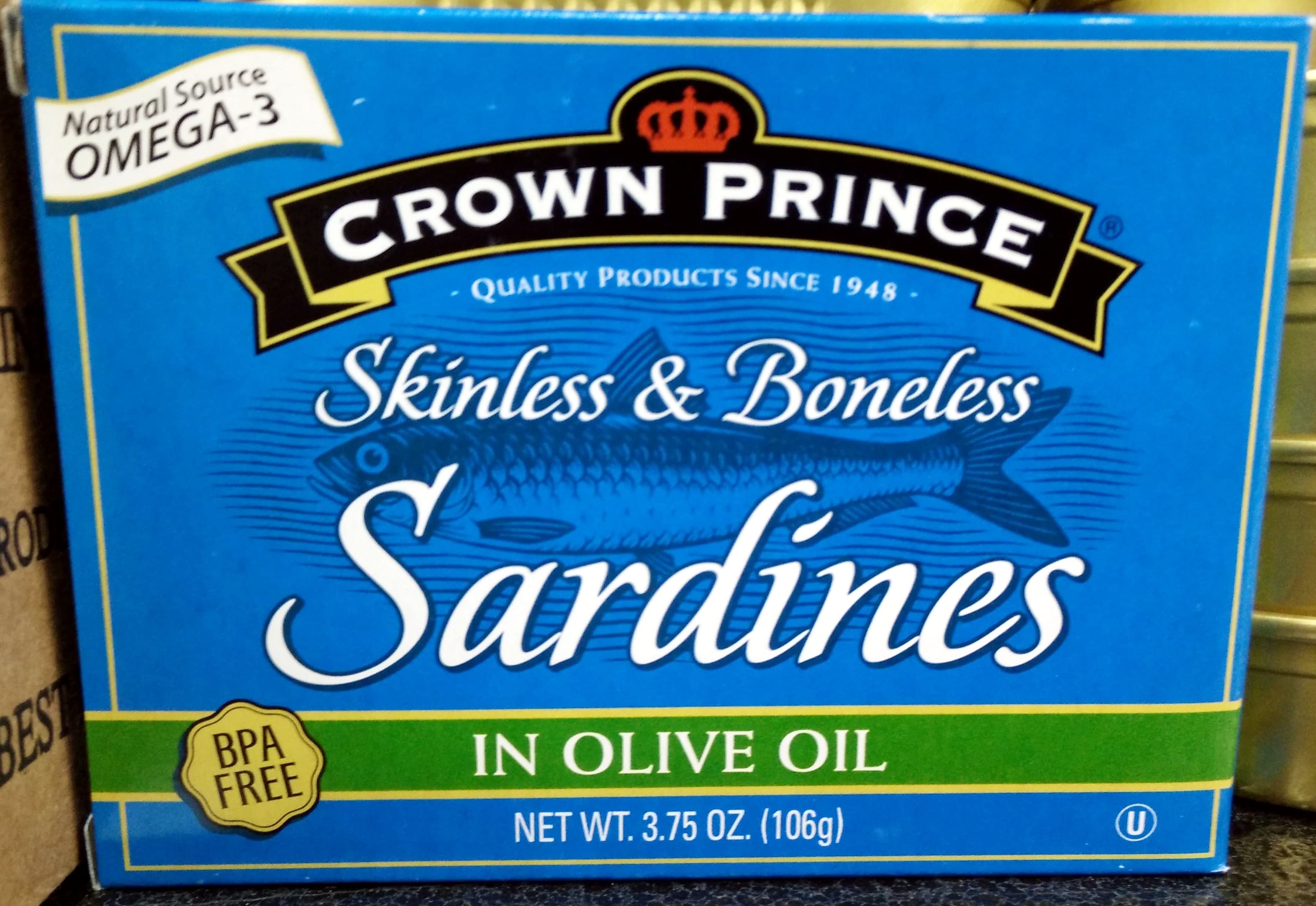 Crown Prince Skinless & Boneless Sardines in Pure Olive Oil packshot