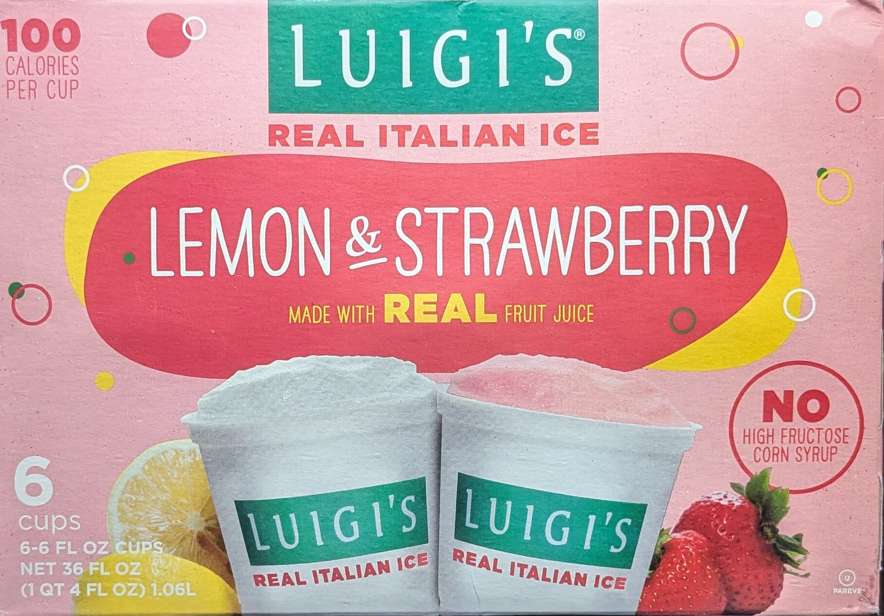 J&J Snack Foods Corp Lemon & Strawberry Real Italian Ice packshot