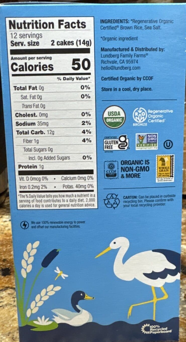 Lundberg Family Farms Thin Brown Rice Cakes Lightly Salted packshot